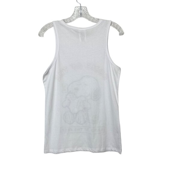 Peanuts Snoopy Tank Top Home Of The Brave Patriotic White Size Medium New WOT - Picture 2 of 8